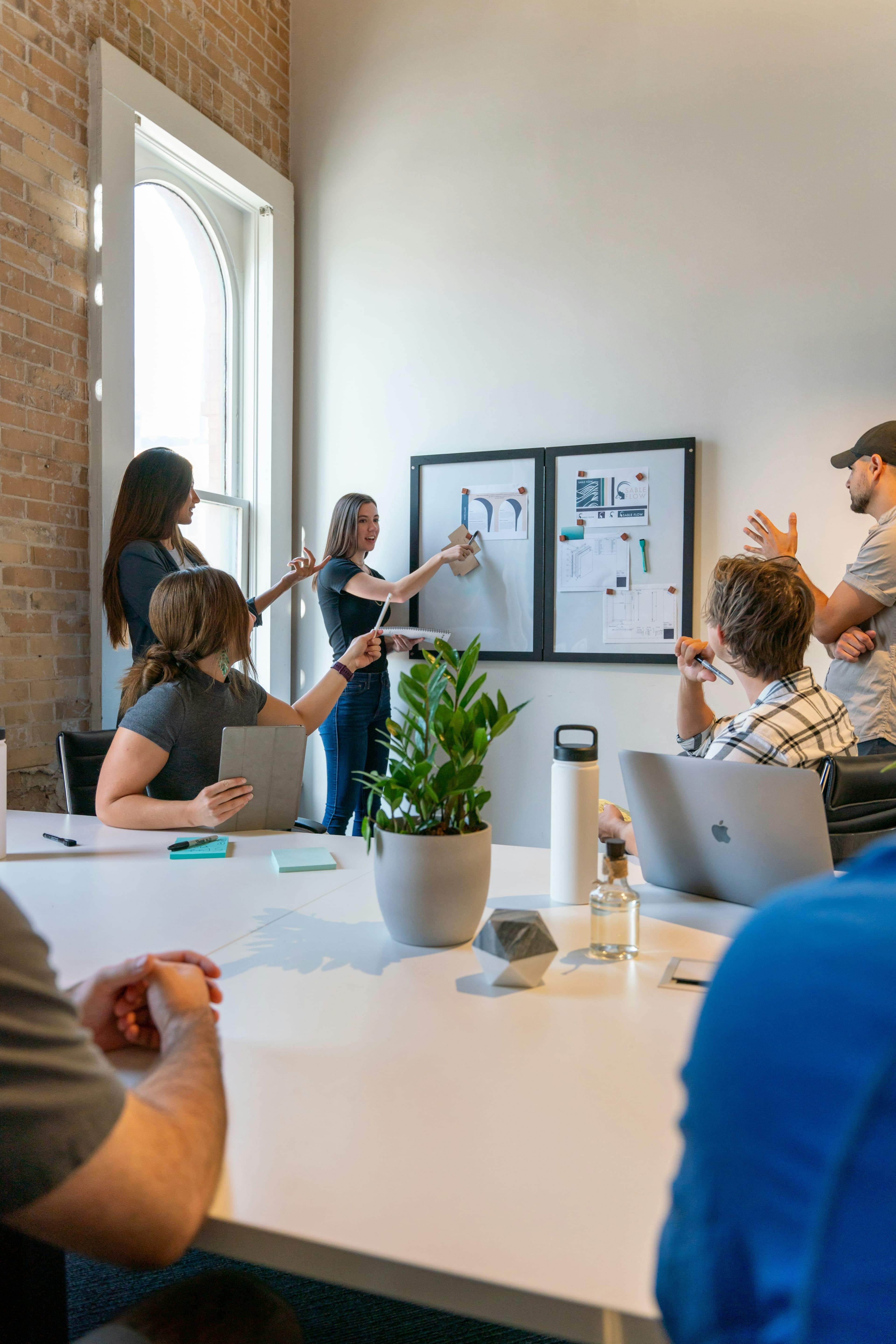 A small group workshop in a bright, calm room